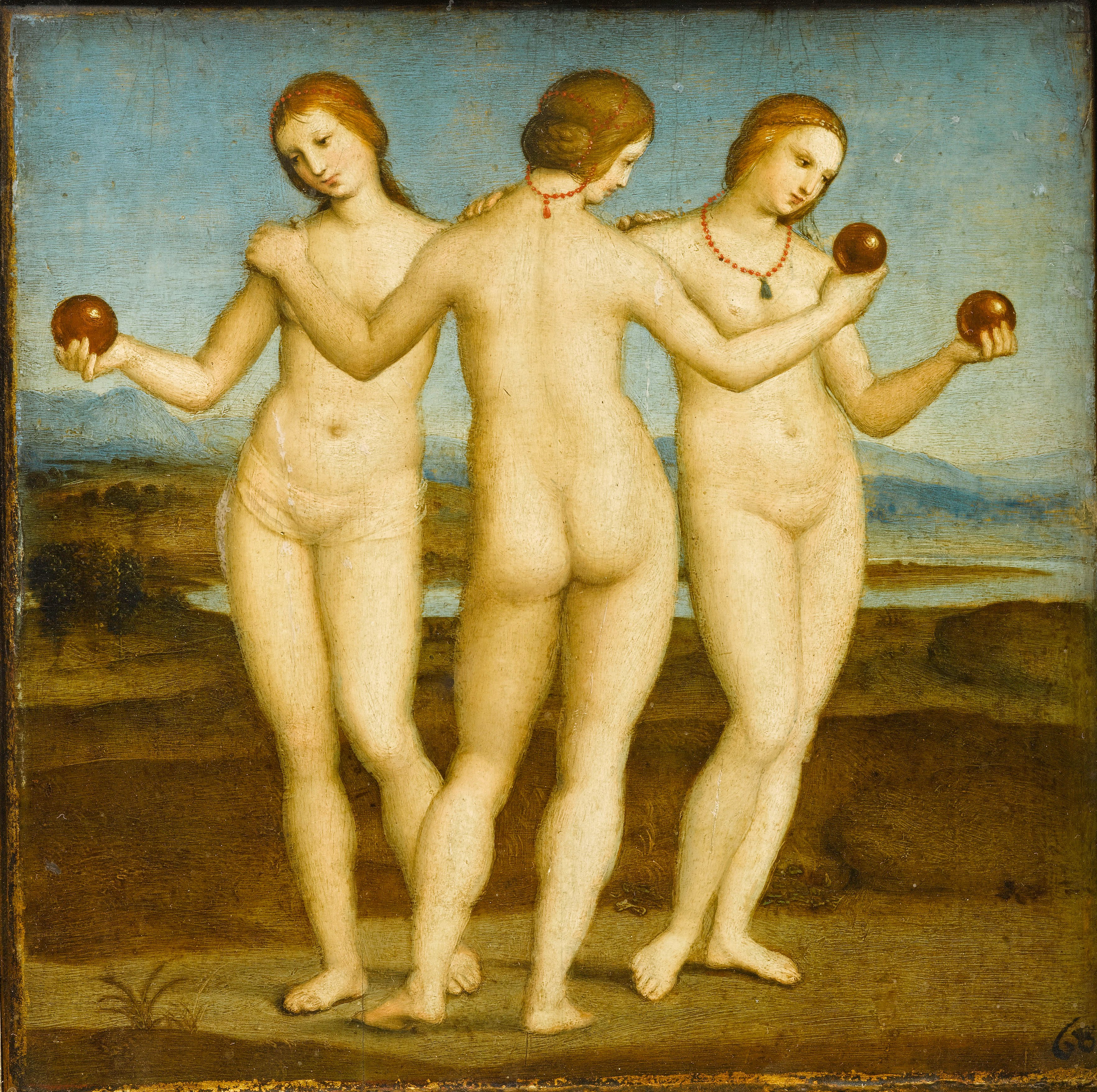 Annotated details from Three Graces by Raphael